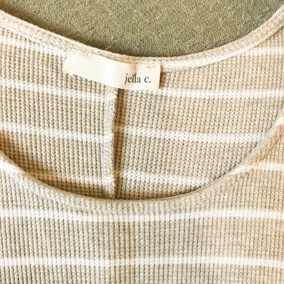 Tan and white striped sleeveless dress - Picture 3 of 4